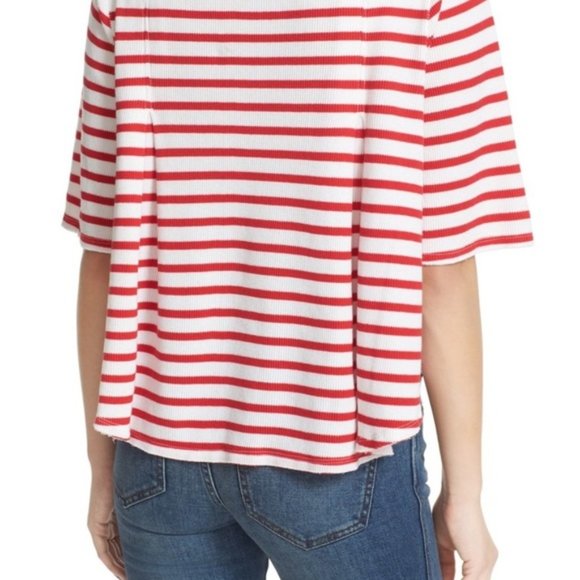 Free People Top Cannes Tee Red White Stripe Size S NWT - Picture 5 of 15